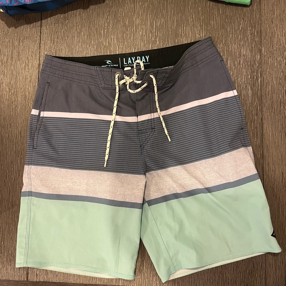 Rip Curl Gray and Green Board Shorts Swimwear
